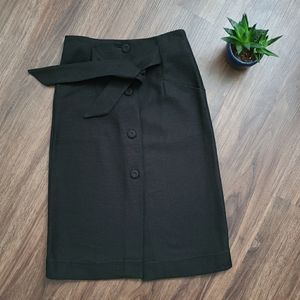 Topshop Black Button Up Midi Skirt